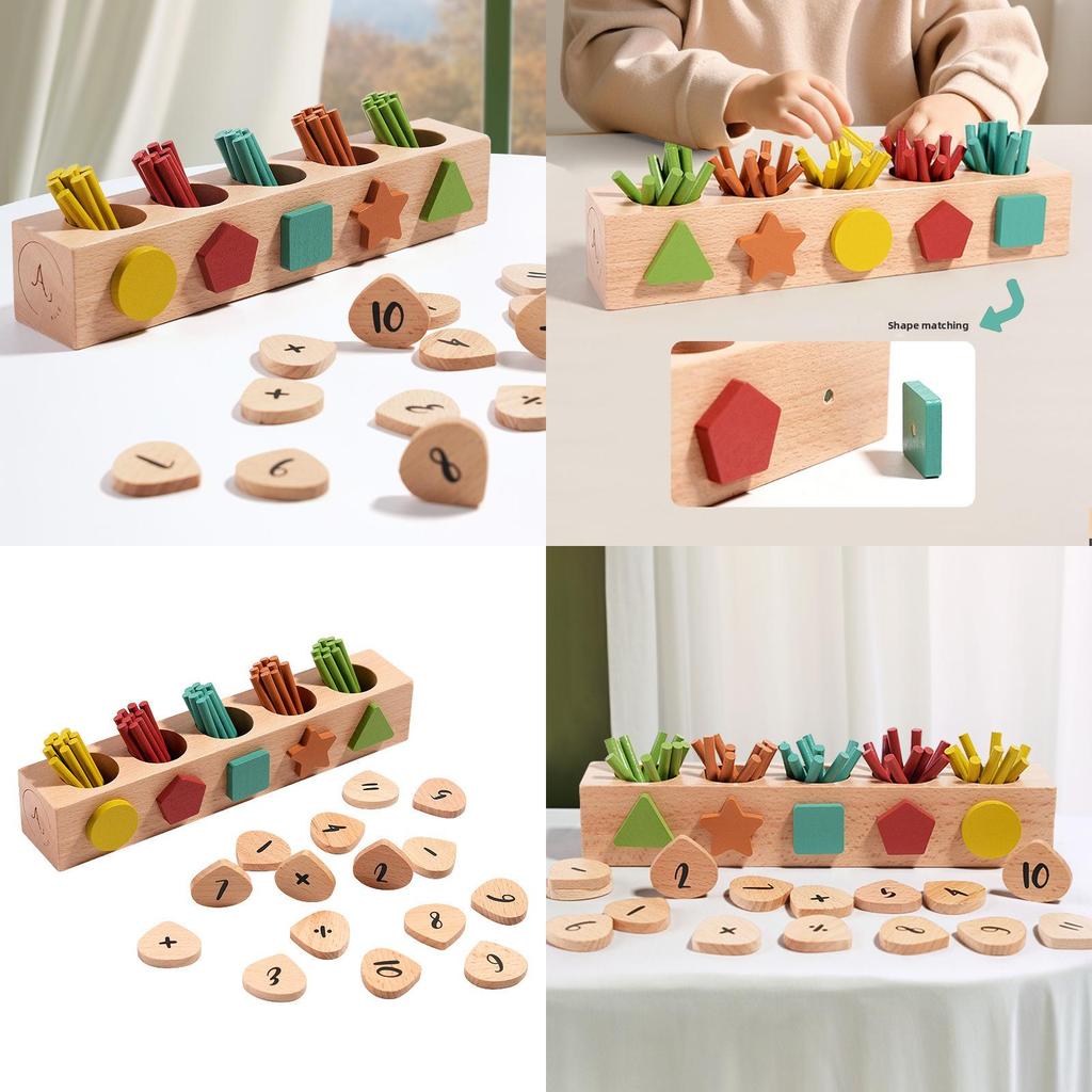 Wooden Educational Block Set With Shape Matching For Toddlers Learning