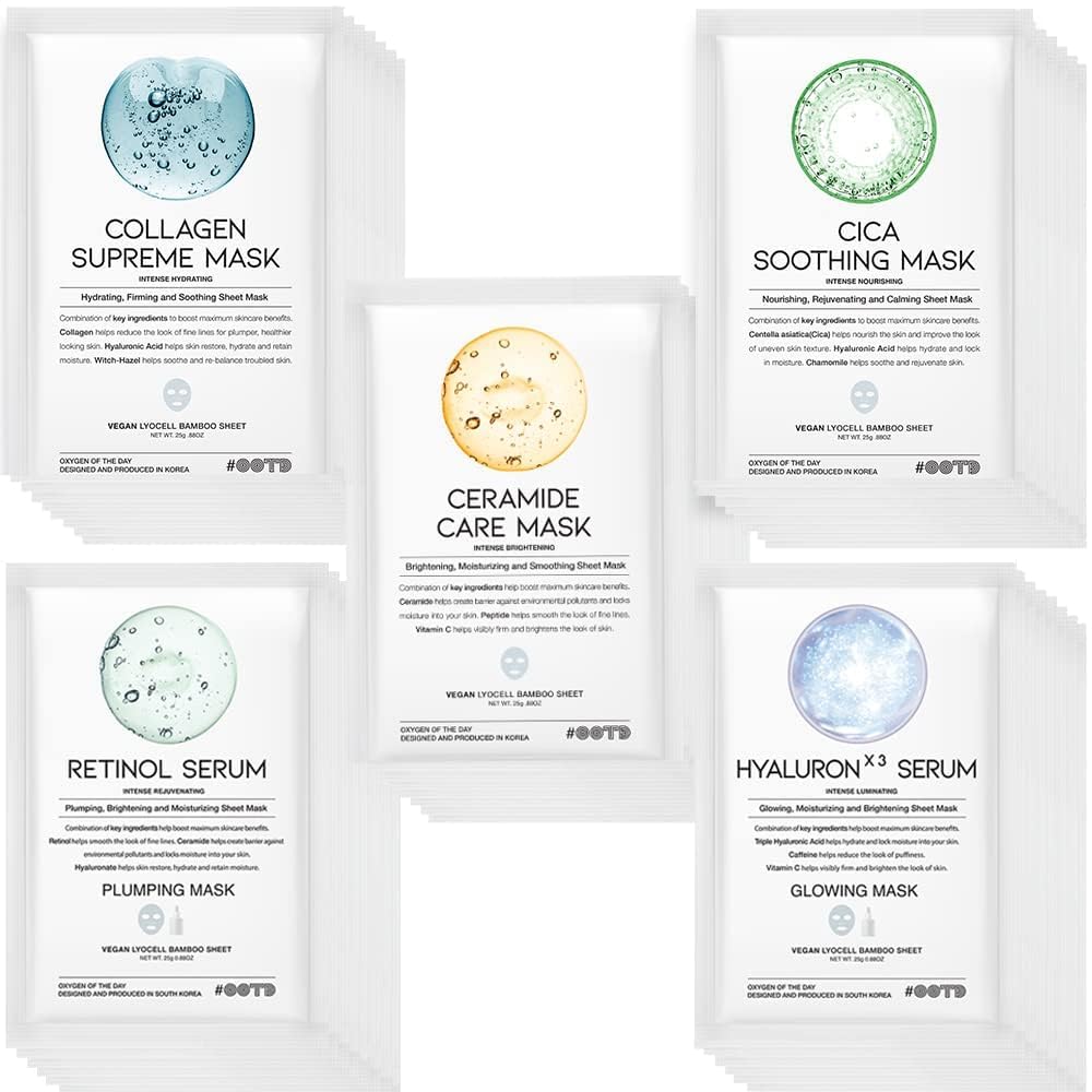 

Face Korean Cosmetics Easy Skincare with Daily Face Mask Individually Hyrating Brightening Nourishing Rejuvenating Large-Capacity Masks, #OOTD