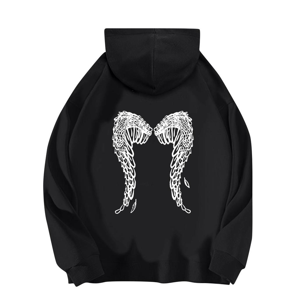 Women's Casual Printed Long Sleeve Loose Drawstring Hooded Sweatshirt Top