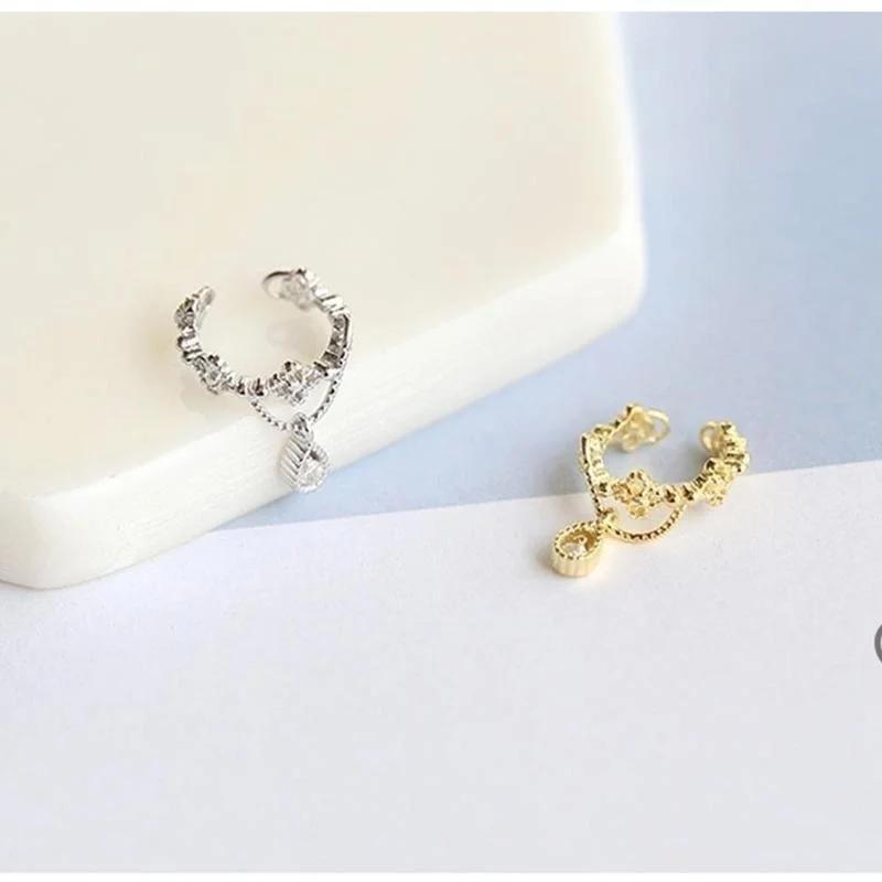 1 Pair of Ear Hoops Wrapped Rhinestone Crystal Clip Earrings Jewelry Wedding Party Woman Earrings