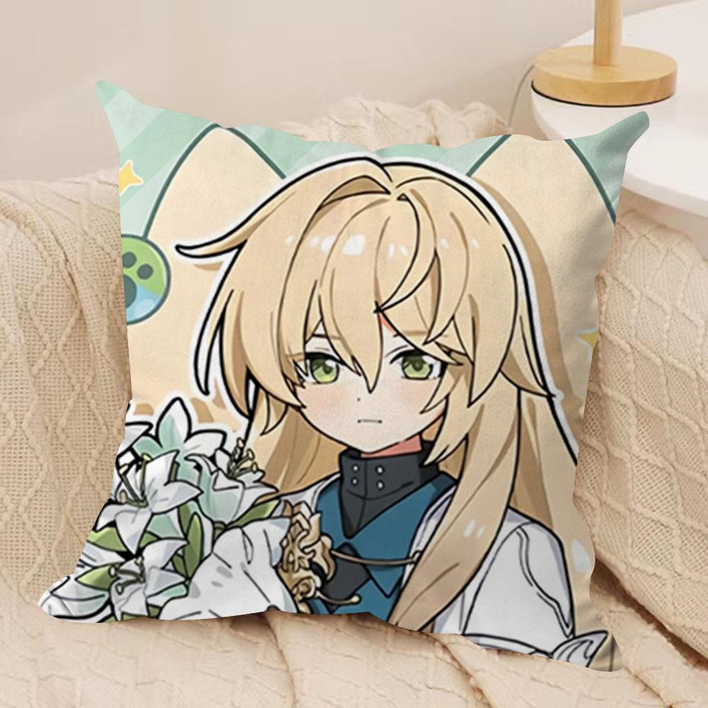 Chibi Honkai Star Rail Cushion Cover Soft Plush Fabric DoubleSided Printed Sofa Cushion Cover for All Seasons Home Decor Gift