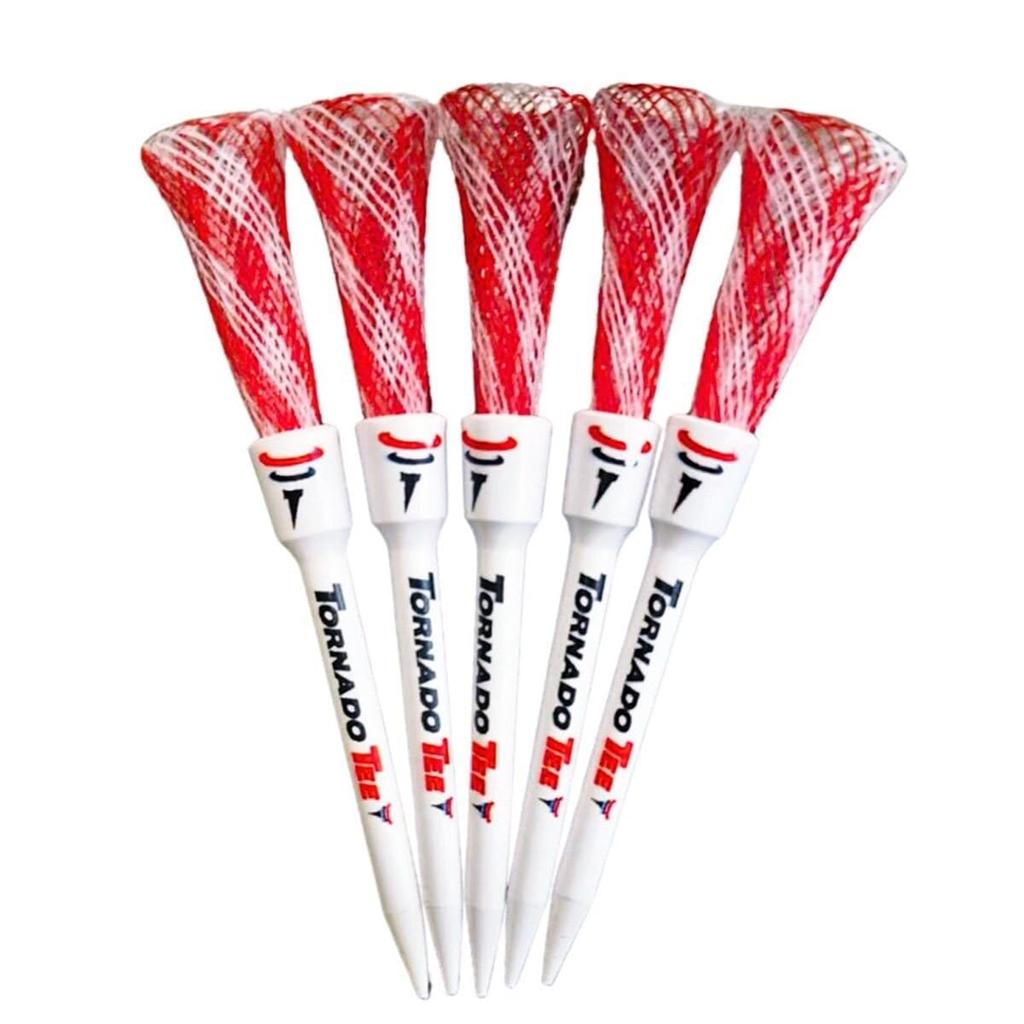 TORNADO TEE Authentic Tornado Tee Monofilament Long Drive Golf Tees 2024 Red White [Japan Color] 5-Pack & (3.25 Inches)