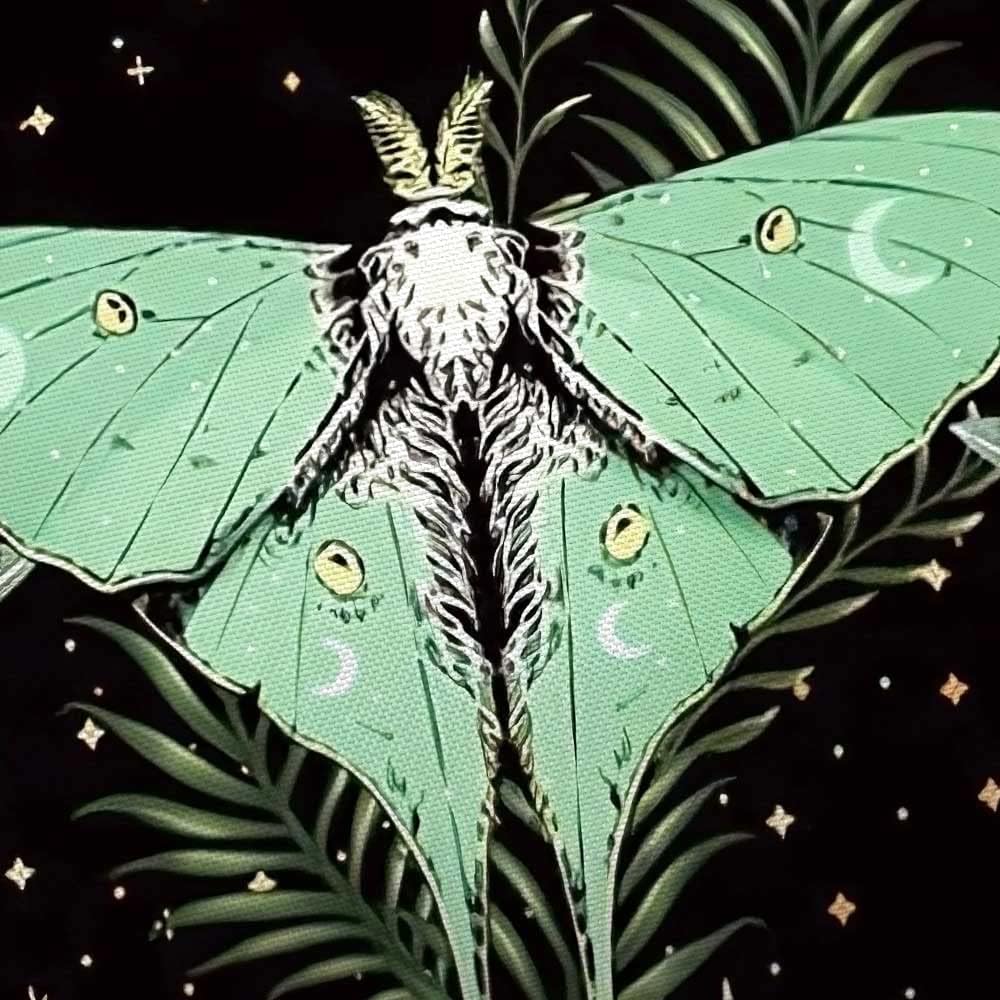 Floral Moth Moon Vertical Tapestry, Aesthetic Flower Black Witchy Tarot Decor Tapestry Wall Hanging For Girls Bedroom