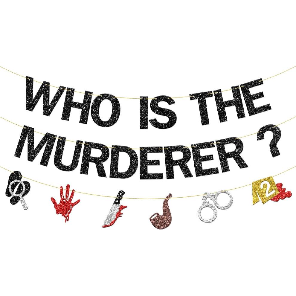 Who Is The Murderer Banner Detective Party Banners Mystery Detective Party Decorations Crime Scene Theme Party Decor for Whodunit Games