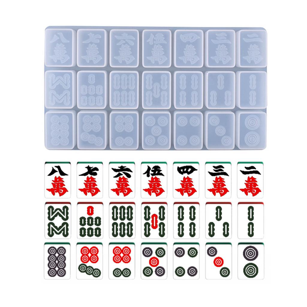 DIY Mahjong Silicone Mold Handmade Mahjong Making Supplies Crystal Glue Mold Mahjong Game Pieces Tiles Resin Cake Silicone Molds