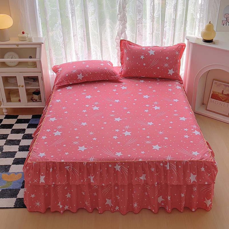 Double Bed Skirt Simple Style Bedspread Queen Size Bed Cover Breathable Mattress Protector Falda De Cama (Pillowcase Need Order)