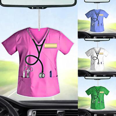 Accessoire de bijoux uniforme forme plate acrylique pendentif de voiture infirmière pendentif porte-clés porte-anneau