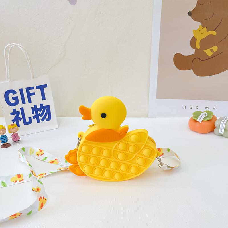 

Детская милая милая сумка-мессенджер с уткой, пионер пресса для борьбы с крысами, музыкальная силиконовая сумка с щипком, сумка для мелочи для девочки, малыша, ребенка жёлтый