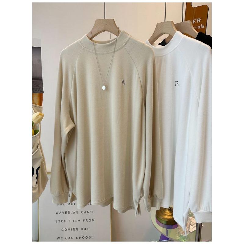 Spring New Style Loose Self-heating Brushed Double-sided German Velvet Long-sleeved T-shirt Women's Bottoming Shirt Top