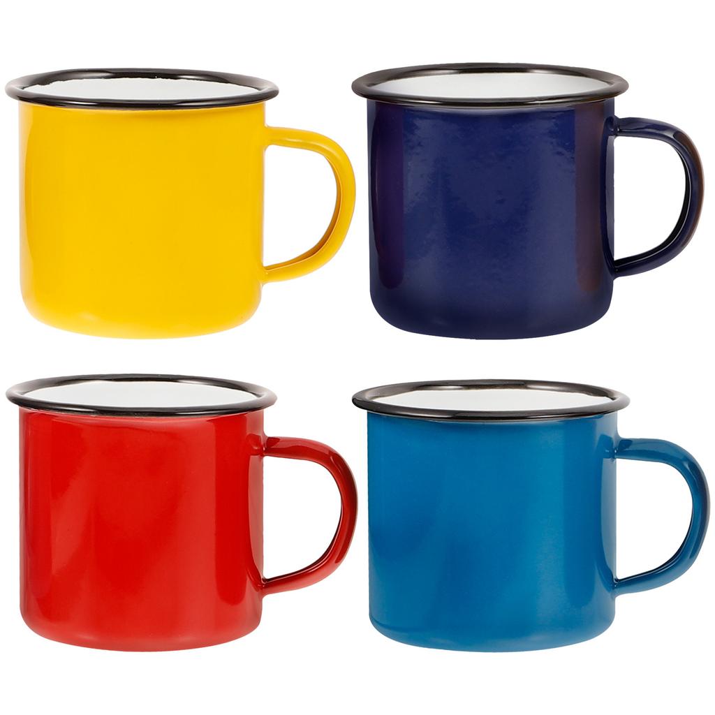 4Pcs Vintage Enamel Mug Set Durable Water Cups for Home Office Cafe Restaurant Camping Tableware Camping Tableware Set