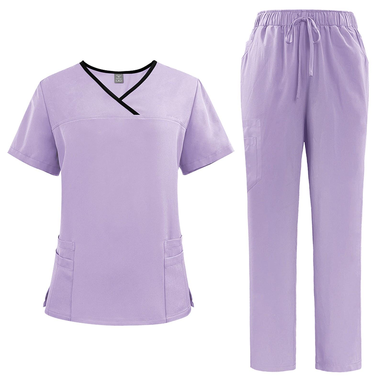 

Women s Medical Scrub Set Comfortable and Durable V-Neck Top and Drawstring Pants Ideal for Nurses and Healthcare Professionals XXL