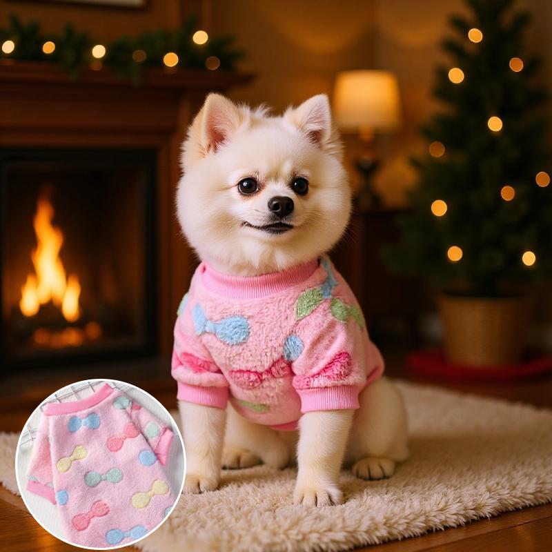 Flannel Dogs Clothes Winter Warm Sweater Pet Clothing Pink Candy Cute Dog Coats Sweatshirt Pets Puppy Pullover Vest