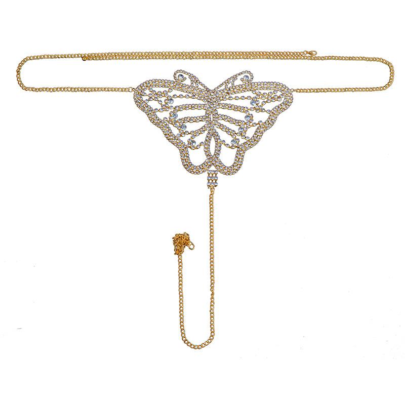 Bling Slips Kristall-Tanga Körperkette Unterwäsche Schmuck für Frauen Strass Rund Taille Höschen Rave Bikini Kette Nachtclub