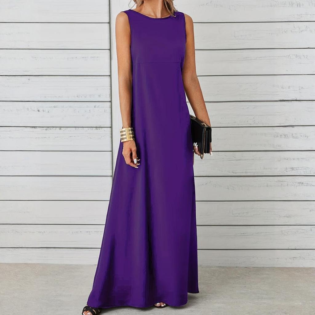 Ladies' Casual Loose Sleeveless Round Neck Vest Dress