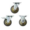 Gold-Plated Silent Rubber Casters with Brake - 3, 4, 5 Inch Options