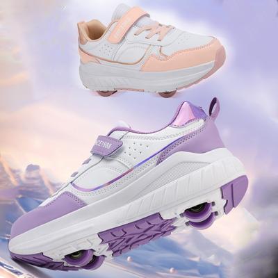 31-40 Zapatos Deportivos Planos Desmontables de Cuatro Ruedas para Niños Patinaje sobre Ruedas al Aire Libre Deportes Zapatos para Niñas