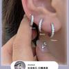 LT-EK476 High-End Circle Zircon Silver Needle Earrings Unique Design Hoop Ear Bone Rings for Women Gold Plated
