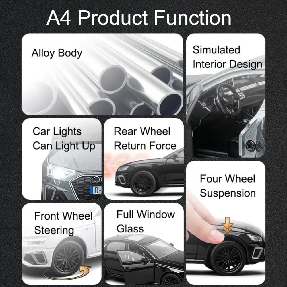 1:32 RS7 A4 Modellauto Spielzeug Legierung Druckguss Hohe Simulation Sound Licht Rückziehbar Fahrzeuge Modelle für Kinder Sammlung Geburtstagsgeschenke