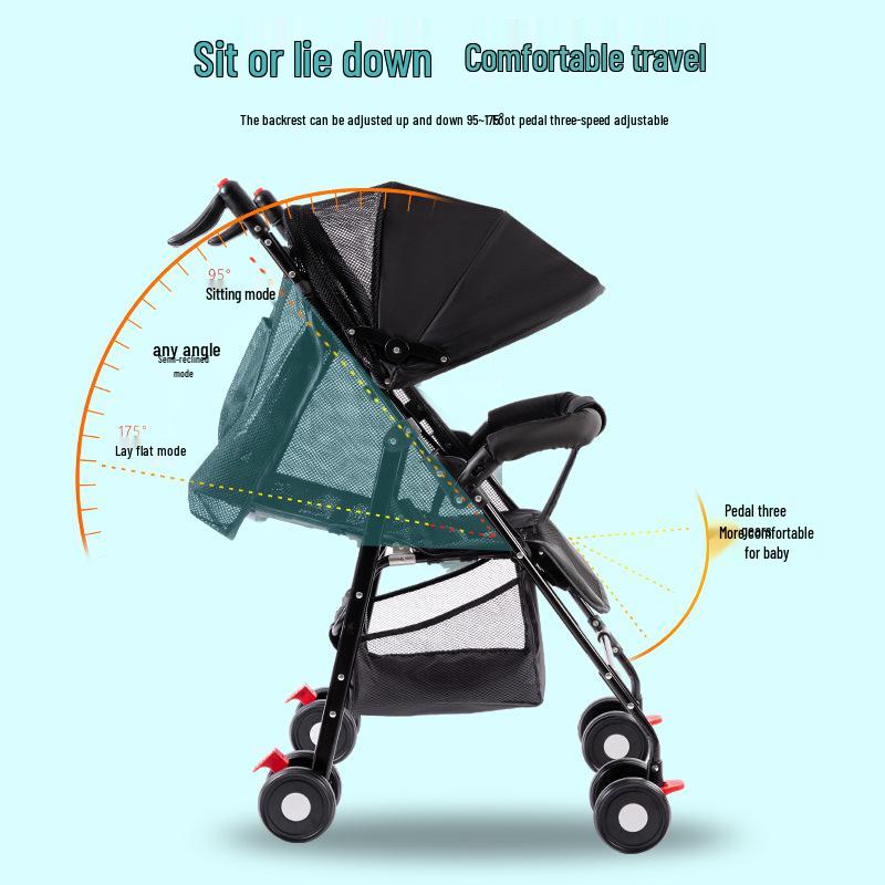 Lightweight Foldable Baby Stroller for Sitting or Lying