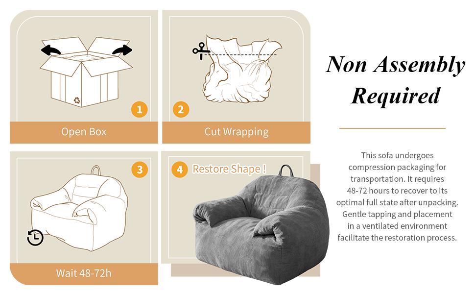 Oversized Cloud-Like Bean Bag Chair with Integrated Top Handle for Effortless Mobility and Cozy Living Space Integration