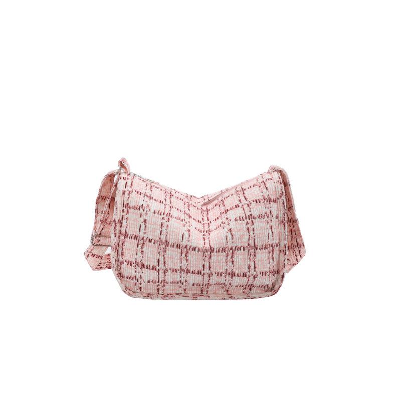 

Зимняя вельветовая клетчатая сумка для поездок на работу женская японская сумка-мессенджер с дизайном ниши ins, легкая женская сумка-мессенджер розовый