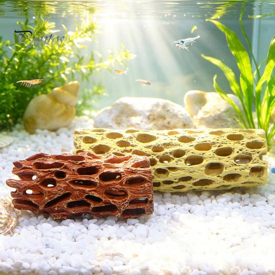 Safe Fish Tank Cave Aquarium Shrimp Cave, Artificial Tree Trunk Hide, Easy Clean Decor Hideout, Realistic for Betta Hiding And Resting Natural