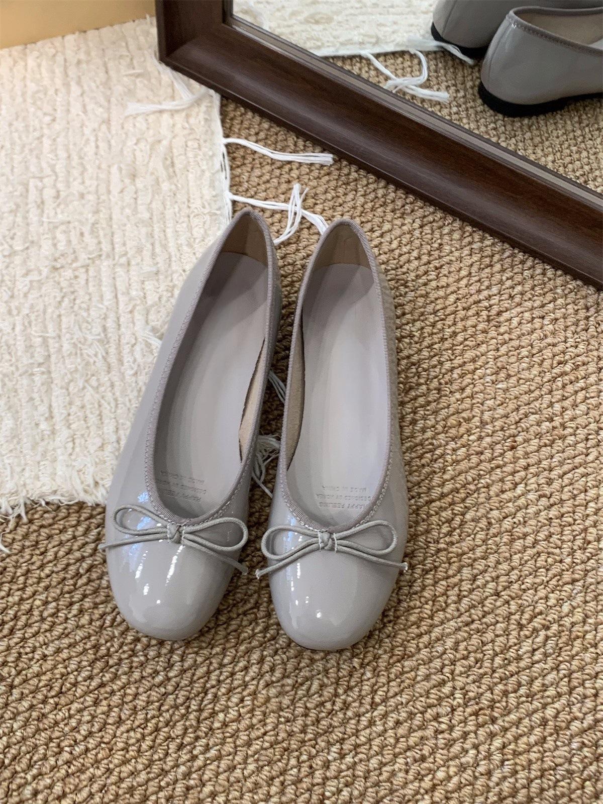 

Французские маленькие красные туфли на плоской подошве женские туфли 2025 весна бант мягкая подошва с юбкой балетные вечерние туфли 40 светло-серый