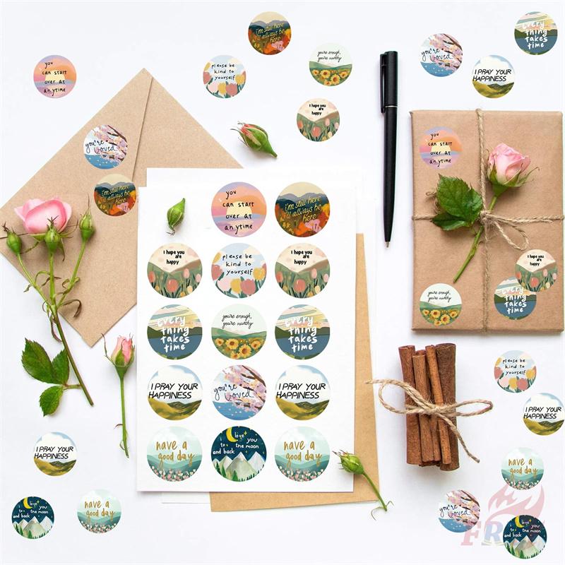 500Pcs/Roll Healing Scenery. Encouraging Words Kids Rewards Stickers - DIY Scrapbooks Album Decor Sealing Label Decals