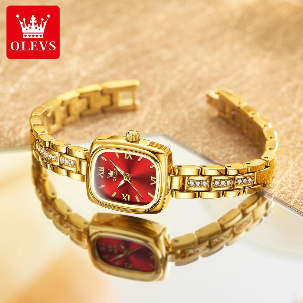OLEVS 3695 Orologio Originale Dorato Elegante Lussuoso Orologio al Quarzo per Donna Impermeabile Luminoso Moda Da Donna Orologio da Polso al Quarzo