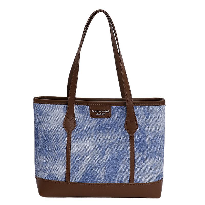 

Simple retro largecapacity bag women s autumn new shoulder bag texture commuter daily tote bag синій