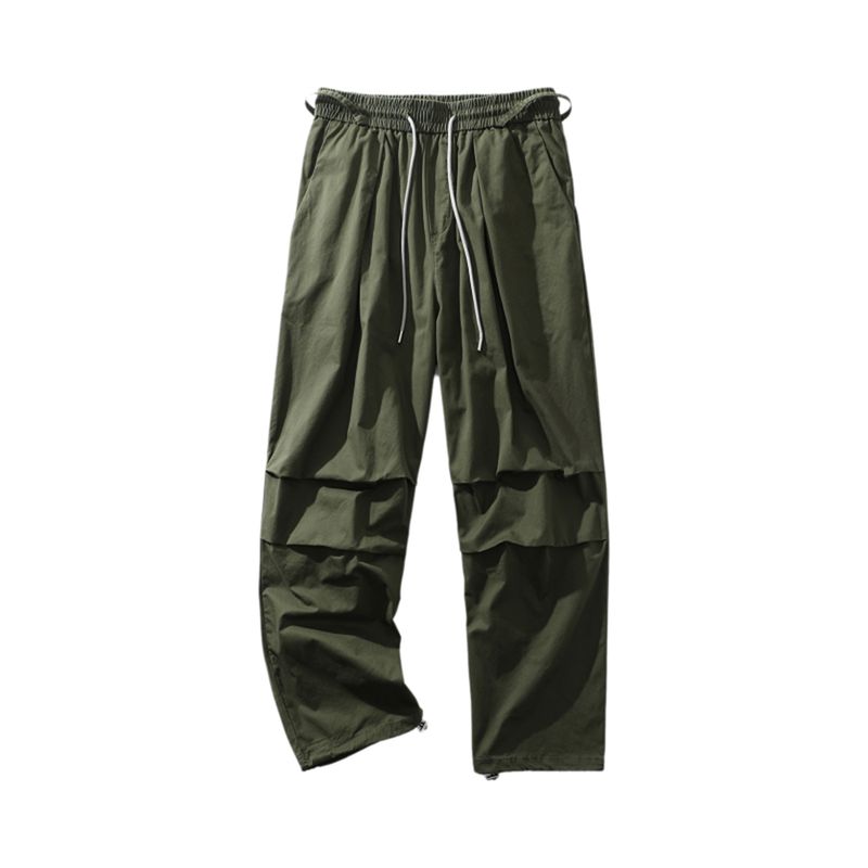 American Retro Heavy-Duty Pure Cotton Pleated Paratrooper Cargo Pants for Men, Spring and Autumn Loose Pants, Export Men's Casual Long Pants