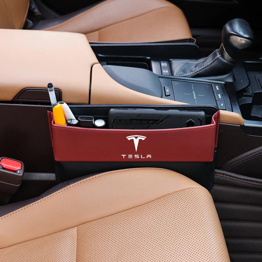 Car Sticker 2025 Hot 1/2Pcs Car Seat Crevice Storage Box Stowing Tidying Tools For Tesla Model 3 Y S X Roadster Juguete SpaceX C