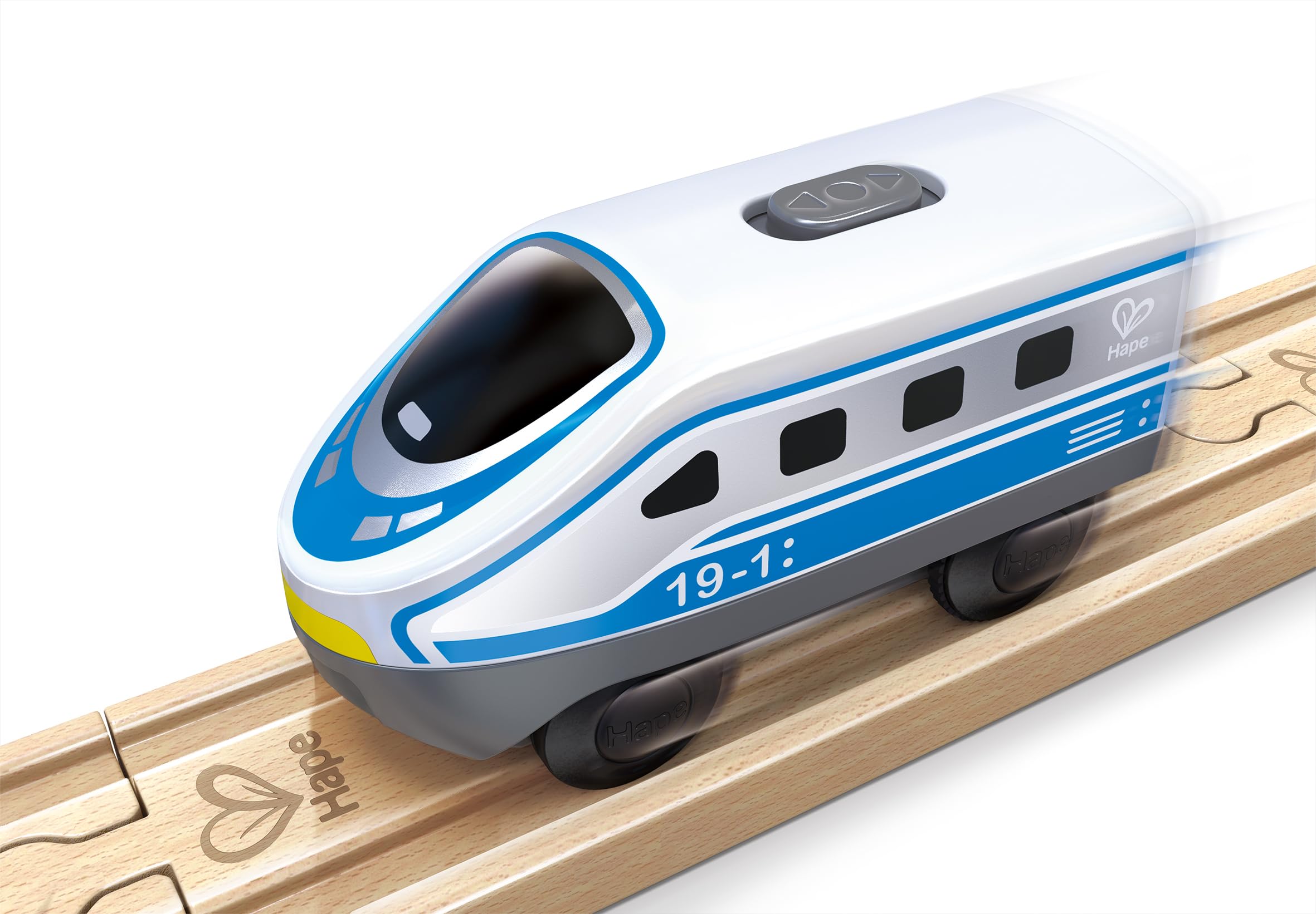 

Hape Battery-Operated Express Train (White) 10 x 3.5 x 5.2 cm, Ages 3 and Up, Wooden Pretend Play Toy, E3784