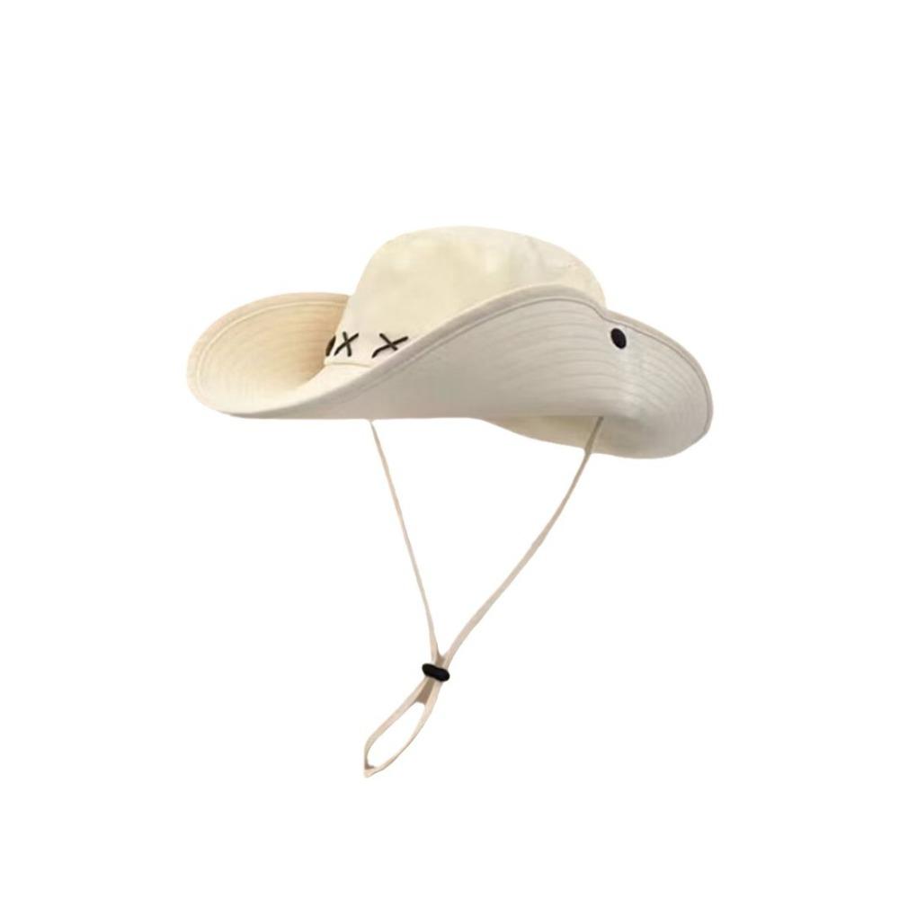 Breathable Wide Brim Sun Hat Adjustable Fisherman Sunshade Cap Western Cowboy Hat  Summer