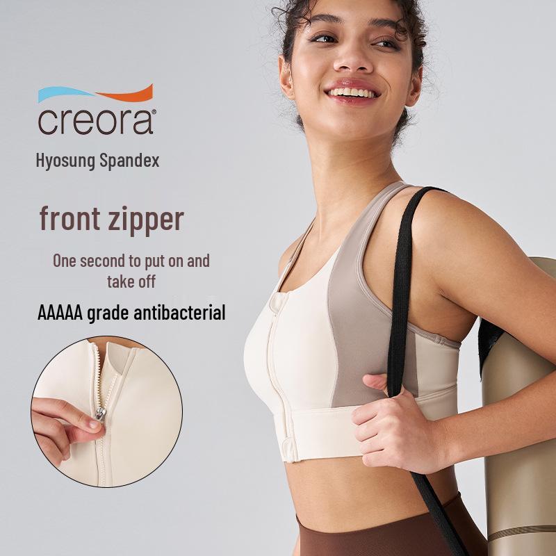 Women's Shockproof Colorblock Sports Bra with Front Zipper - High-Intensity Running & Anti-Sagging Yoga Vest