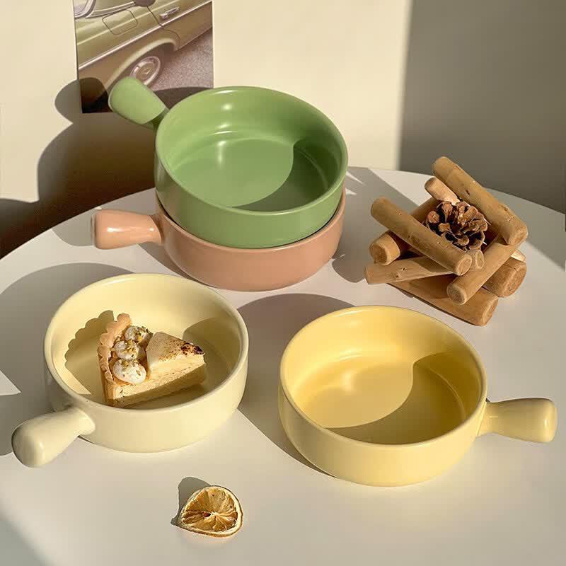 Deou Starlight Cream Style Ceramic Baking & Serving Bowl with Handle