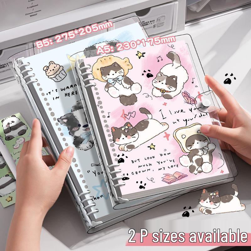 Cute Pet Transparent Soft PVC Binder B5 Notepad Diary with Iron Clip