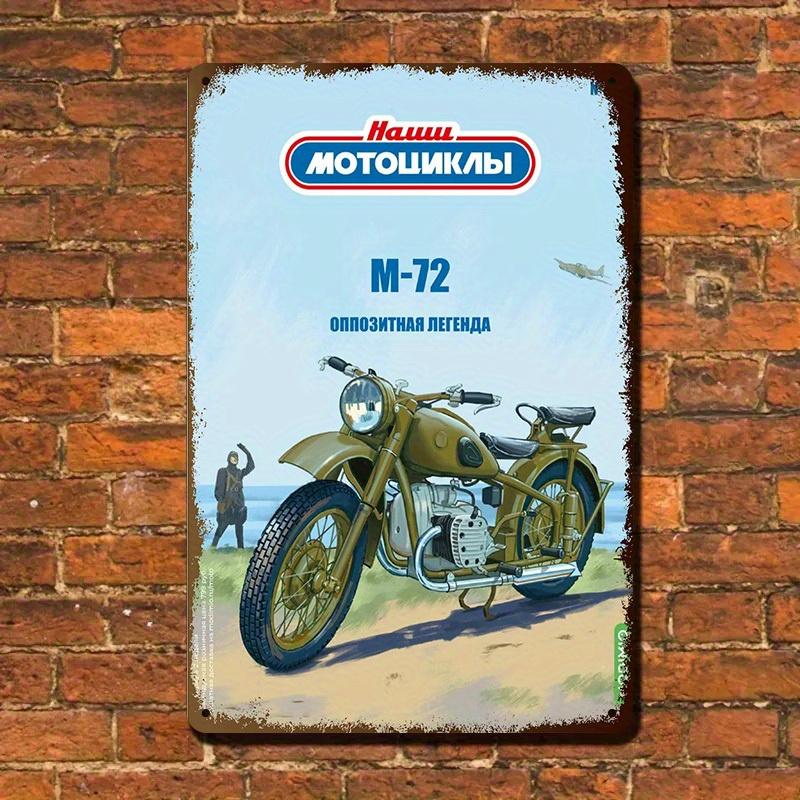 

Vintage Red Motorcycle Tin Sign Retro Motorbike Wall Art HighQuality Metal Classic Design with M72 Typography Perfect 20x30cm（7.8x11.8inch）