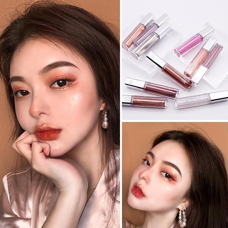 1pcs 10 Colors Liquid Eyeshadow for Women Diamond Shimmer Highlighters Long Lasting Shine Eye Shadow Makeup for Party Wedding