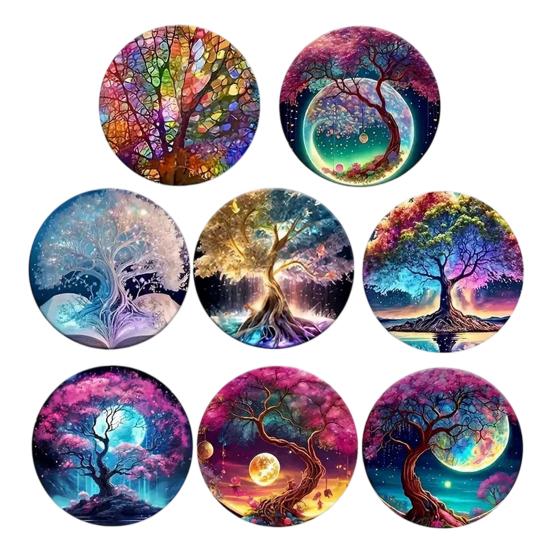 8PCS Coasters, Colorful Wood with Non-Slip Coasters, Heat Insulation Waterproof Drink Holder, for Home Office Dining Table