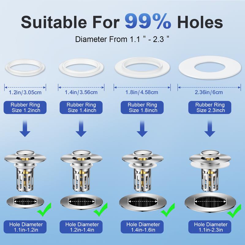 JOMST Banyo Evrensel 2'si 1 Arada Banyo Lavabo Tıpa, Pop-up Tıkanma Önleyici Çıkarılabilir Paslanmaz Çelik Filtre Sepeti Süzgeç Saç Tutucu, Koku Önleyici