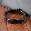 Multi-layer Punk Bracelet Stainless Steel Charm Magnetic Black Leather Men's Skull Braided Bangle Jewelry Homme