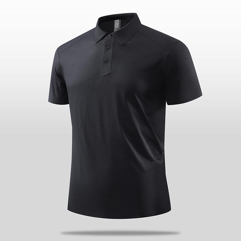 Men s White Solid Pique Mesh Lapel Short Sleeve Basic Polo Shirt M чёрный