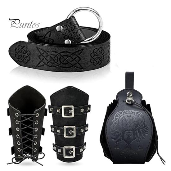 

Средневековый комплект пояса и наручей, винтажный пояс и сумка-шнурок, аксессуары для костюма рыцаря-пирата викинга для мужчин и женщин чёрный