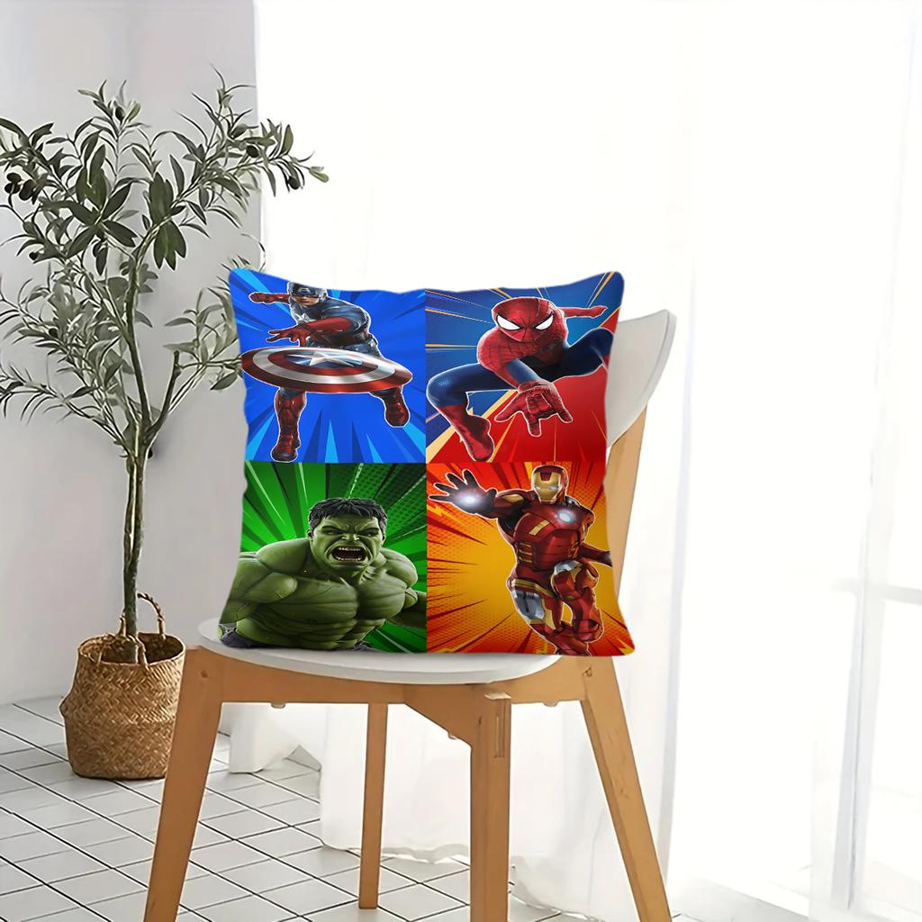 Marvel Avengers Printed Square Throw Pillow, Soft Microfiber Decorative Cushion For Sofa Bedroom