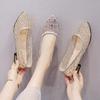 New Hollow Mesh Flat Shoes Lace Pointed Low Heel Mesh Shoes Women