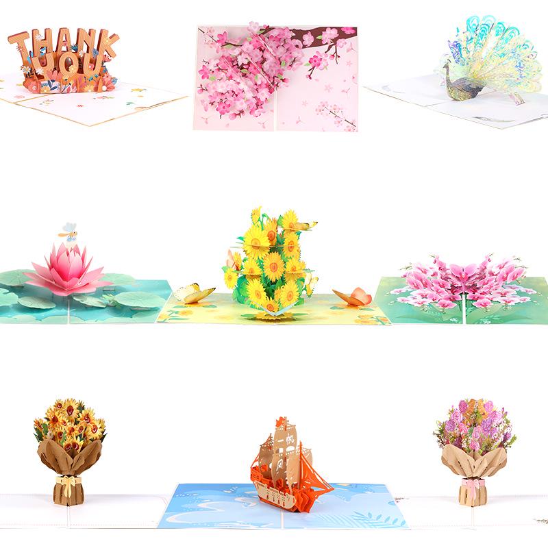 Popular 3D Handmade Christmas Bouquet Greeting Card