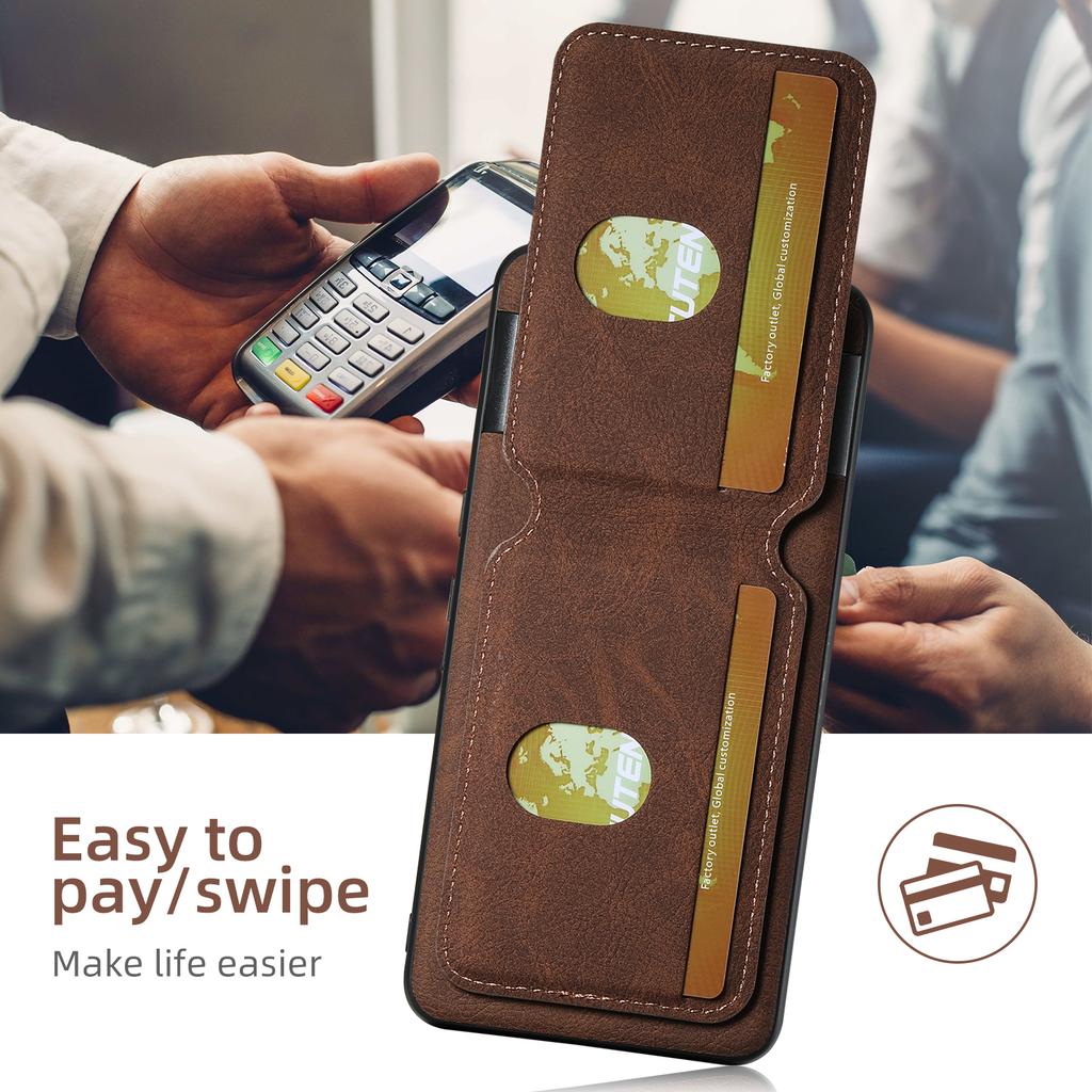 Luxury Faux Leather Stand Card Holder Phone Case Frosted Feel for Google Pixel 9XL 8Pro 7A 6