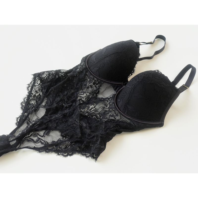 

Australian Luxury Bras Big Chest Jumpsuit Lace Sexy High Split Women s Tight Bottoming Intimates Wear-Free Bra Black (non-refundeable) 20B/C 42B/C 95B/C
