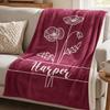 Birth Month, Flower Gift Throw | Minky Sherpa | Personalized Custom Printed, Home Decor, Housewarming